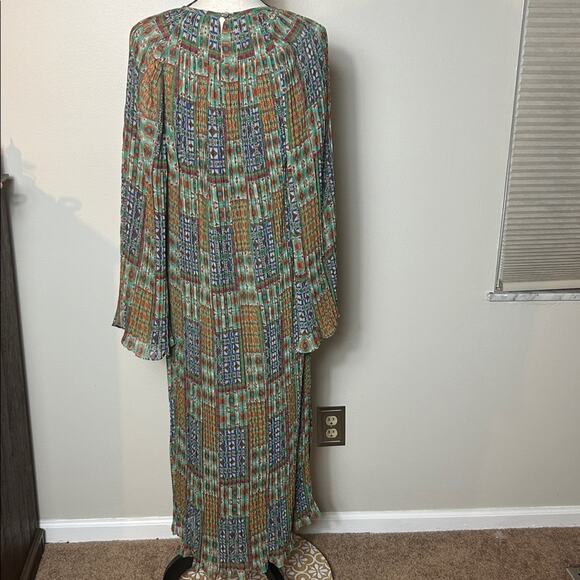EUC Carolina K x Anthropologie green patterned pleated dress - Picture 11 of 15